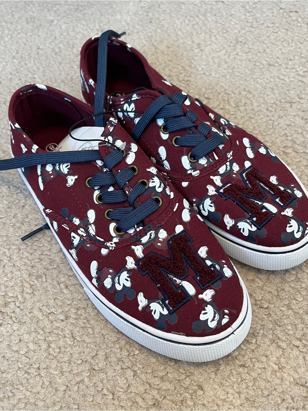 Disney Maroon and Navy Mickey Pattern Sneakers